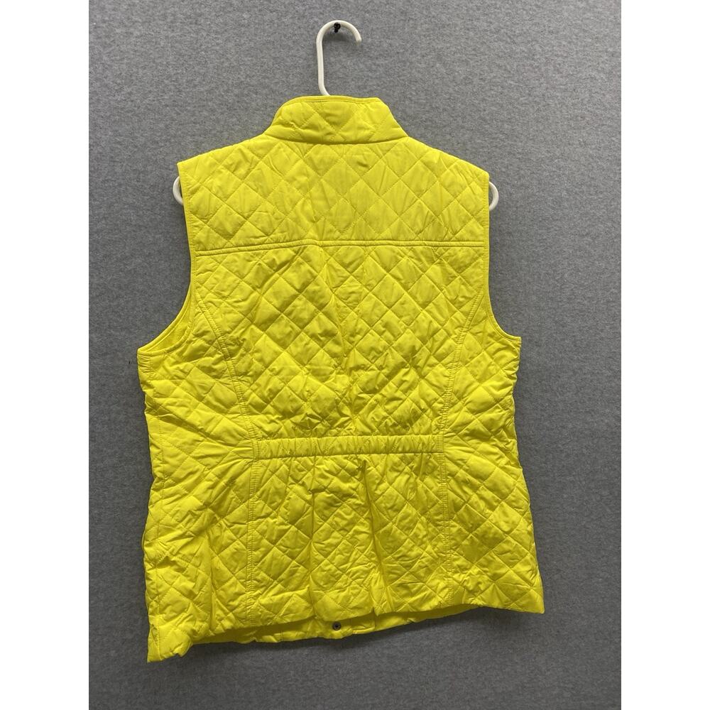 Talbots Vest Womens Large Quilted Yellow Button Front Pockets Classic Spring - Picture 9 of 13